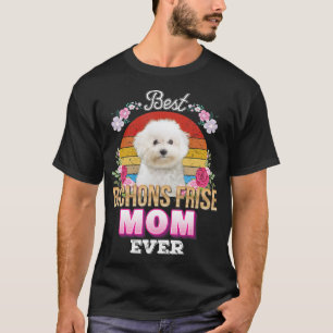 Best Dog Mum Ever Bichons Frise Floral Retro Love T-Shirt