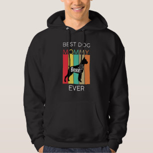 Best Dog Mum Ever Boxer Mummy Puppy Dog  Retro Hoodie