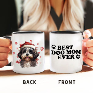 Best Dog Mum Ever Christmas Cute Shih Tzu Dog Mug