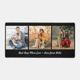 Best Dog Mum Ever Custom 3 Photo Collage Desk Mat