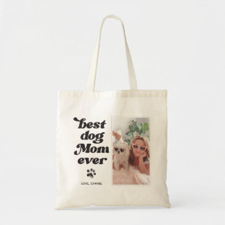 Best Dog Mum Ever Custom Photo and Text Tote Bag