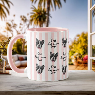 Best Dog Mum Ever Cute Stripes Pet Face Photo Mug