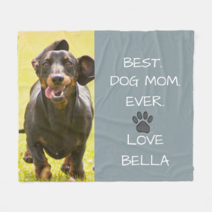Best.Dog Mum.Ever. Doxie Love Name Photo Fleece Blanket