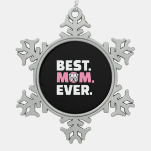 Best Dog Mum Ever English Bulldog Lover Snowflake Pewter Christmas Ornament