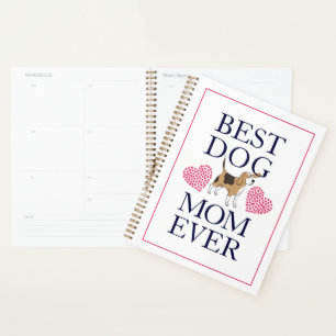Best Dog Mum Ever Graphic Pink Paw Prints Hearts Planner
