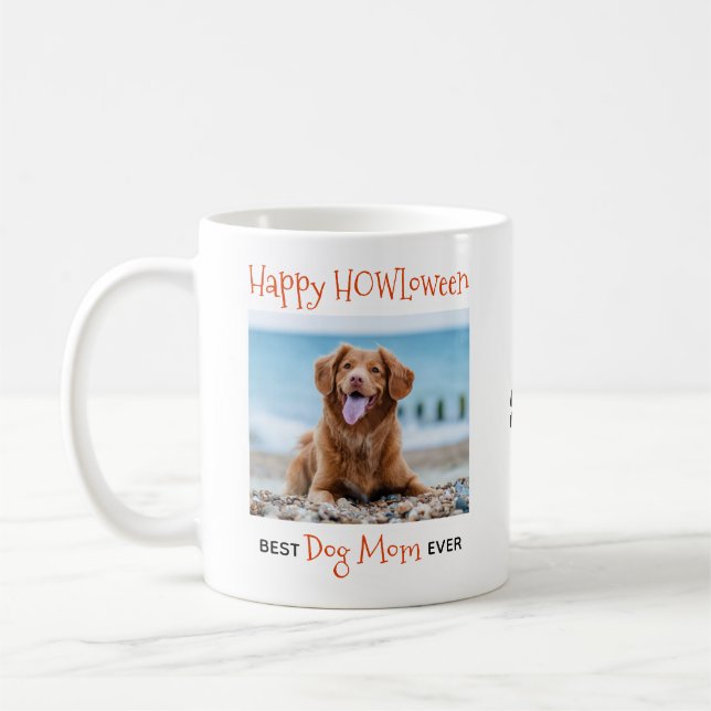 Best Dog Mum Ever- Happy HOWLoween Cute Pet Photo Coffee Mug (Left)