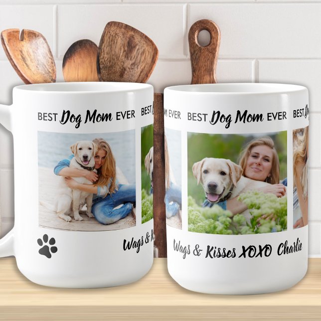 Best Dog Mum Ever Personalised 3 Photo & Name Coffee Mug (Creator Uploaded)