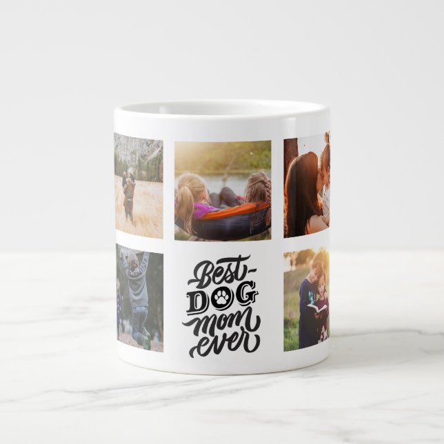 Best Dog Mum Ever Personalised Photo Collage Large Coffee Mug (Front)