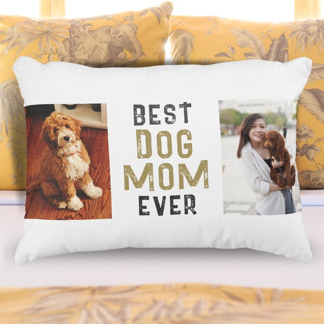 Best Dog Mum Ever Pet Owner 2 Photos Decorative Cushion (Creator Uploaded)
