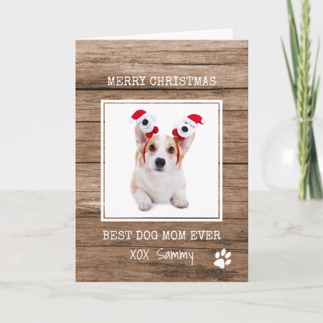 Best Dog Mum Ever Photo Merry Christmas Card (Front)