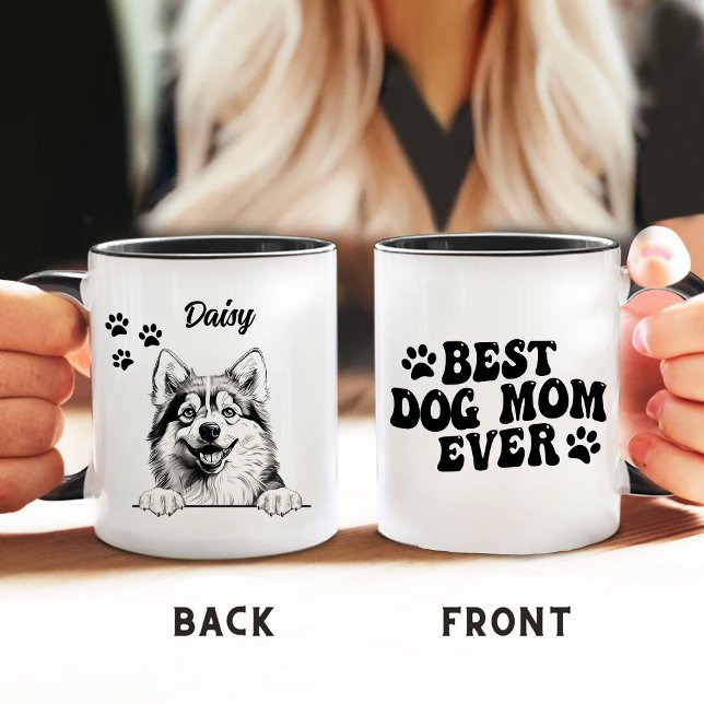Best Dog Mum Ever Pomsky Dog Personalised Mug (Creator Uploaded)
