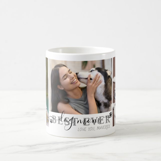 Best Dog Mum Ever Script 3 Photo Pawprints Coffee Mug (Center)