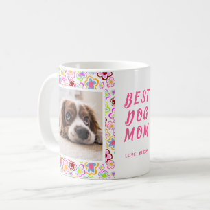 Best Dog Mum Flower Pattern Photo Coffee Mug