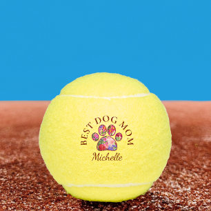 Best Dog Mum Gift - Mother's Day Floral Dog Paw Tennis Balls