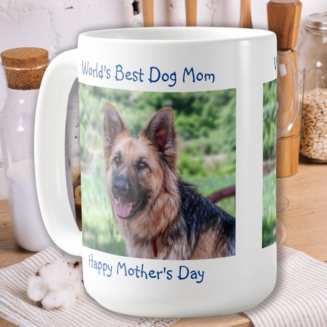 Best Dog Mum - Happy Mother's Day - Blue Pet Photo Coffee Mug (Creator Uploaded)