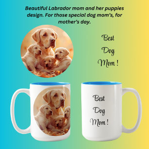 Best dog mum Labrador and puppies Two-Tone Coffee Mug