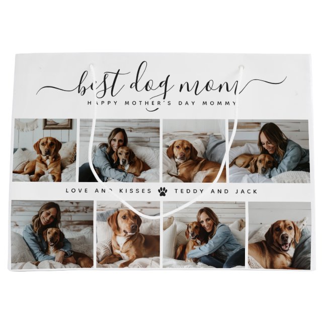 Best Dog Mum: Personalised Dog Photo Mother's Day Large Gift Bag (Front)