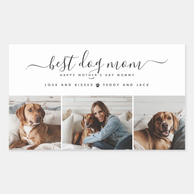 Best Dog Mum: Personalised Dog Photo Mother's Day Rectangular Sticker (Front)