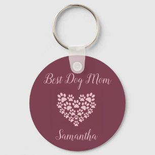 Best Dog Mum Personalised Key Chain Maroon