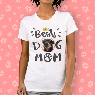 Best Dog Mum Pet Photo Paw Print Cute Typography T-Shirt