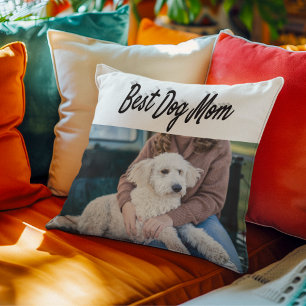 Best Dog Mum Photo Black text Cushion