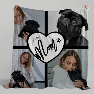 Best Dog Mum Photo Collage Fleece Blanket