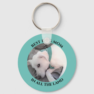 Best Dog Mum Photo of Cute White Puppy Dog Blue Key Ring