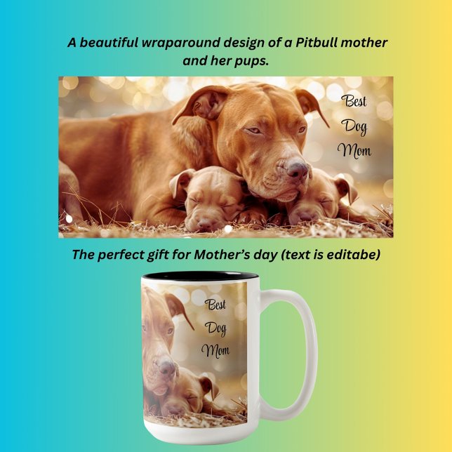 Best dog mum Pitbull  Two-Tone Coffee Mug (Creator Uploaded)