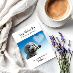 Best Dog Mum Red Rose Personalised Mother's Day Holiday Card