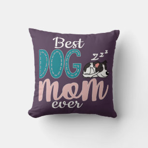 Best dog mum violet w/ cute sleeping spotted puppy cushion