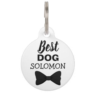 Best Dog pet wedding elegant black bowtie Tag