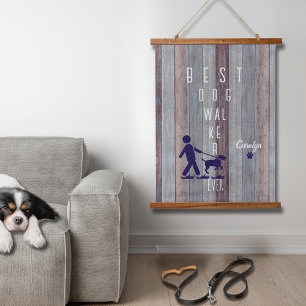 Best Dog Walker Ever Wood Topped Wall Tapestry