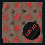 Best Dog Wedding Bandana<br><div class="desc">For the Best Dog to wear at your wedding.
A bandanna in a brown pattern with doggie paws
and Puppy Love text in red hearts</div>