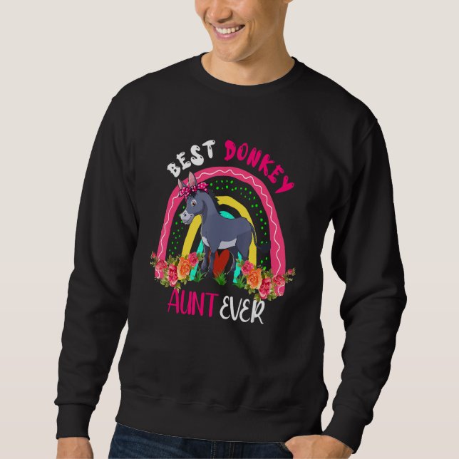 Best Donkey Aunt Ever Cute Donkey Bow Tie Farm Mot Sweatshirt (Front)