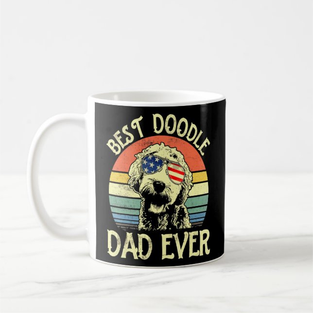 Best Doodle Dad Ever Goldendoodle American Flag 4t Coffee Mug (Left)