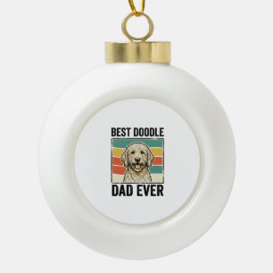 Best Doodle Dad Ever Vintage Dog Shirt Design_1 Ceramic Ball Christmas Ornament