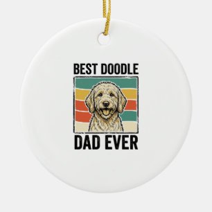 Best Doodle Dad Ever Vintage Dog Shirt Design_1 Ceramic Ornament
