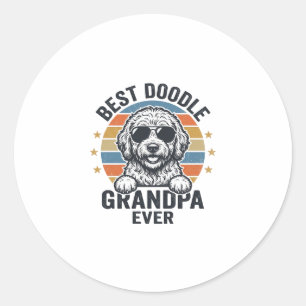 Best Doodle Grandpa Ever Vintage Dog Shirt Design_ Classic Round Sticker