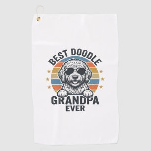 Best Doodle Grandpa Ever Vintage Dog Shirt Design_ Golf Towel