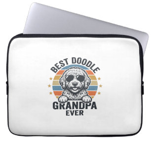 Best Doodle Grandpa Ever Vintage Dog Shirt Design_ Laptop Sleeve