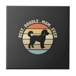 Best Doodle Mum Ever Retro Dog Ceramic Tile