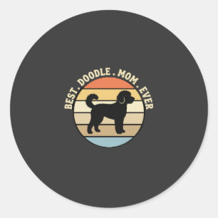 Best Doodle Mum Ever Retro Dog Classic Round Sticker