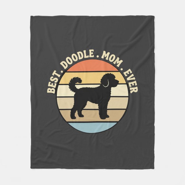 Best Doodle Mum Ever Retro Dog Fleece Blanket (Front)