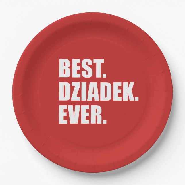Best Dziadek Ever Polish Grandfather Party Paper Plate (Front)