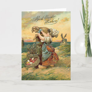 Best Easter Wishes Dutch Girl Holiday Card