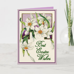 Best Easter Wishes, Lavender & White Personalised Holiday Card