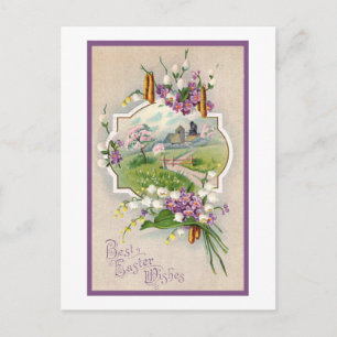 Best Easter Wishes Vintage Holiday Postcard