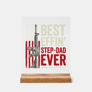 Best Effin Step-Dad Ever Patriotic Vintage Vector_ Acrylic Sign
