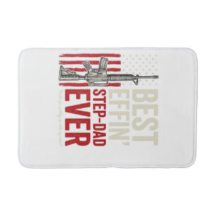 Best Effin Step-Dad Ever Patriotic Vintage Vector_ Bath Mat