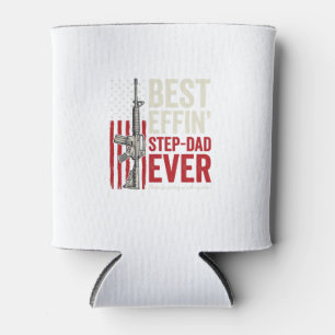 Best Effin Step-Dad Ever Patriotic Vintage Vector_ Can Cooler